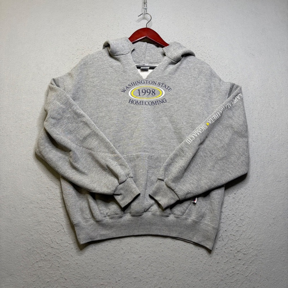 Russell Athletic Hoodie Mens L Grey Washington State 1998 Homecoming Vintage 90s